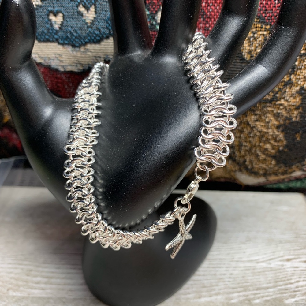Handmade 10” 11mm Chain Maille Ankle Bracelet W/Starfish